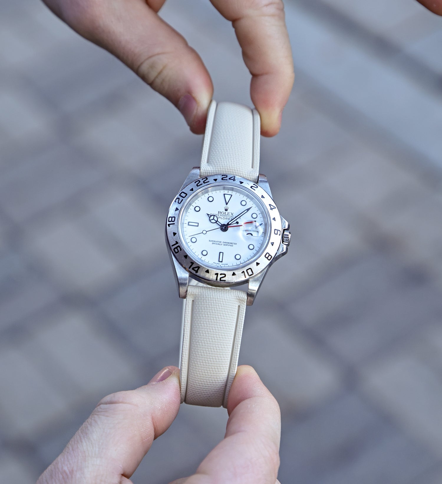 Rolex Explorer on Deployant Strap | WIS Watch Straps