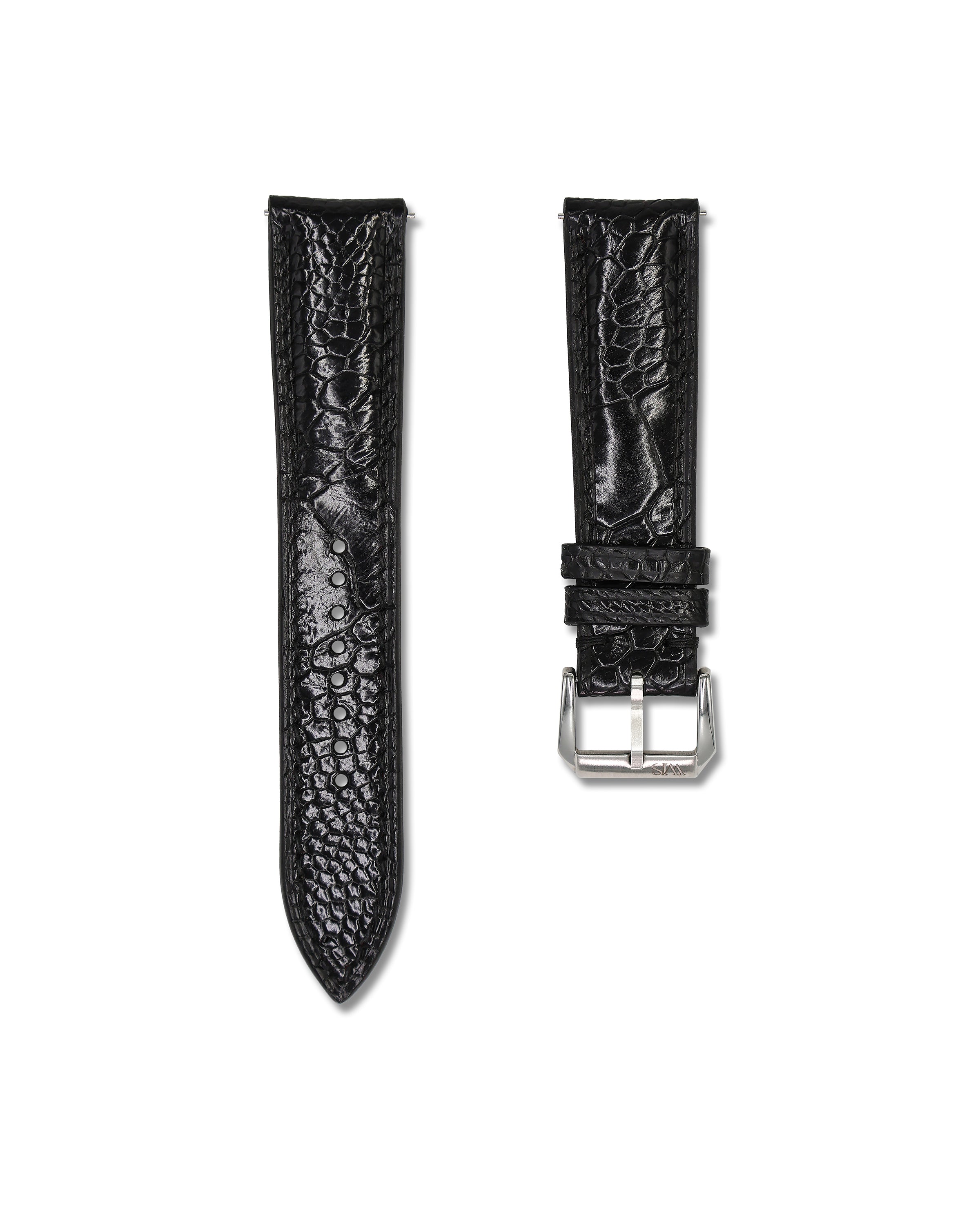 Black Ostrich Shin Leather Bespoke Handmade Watch Band | WIS Watch Straps