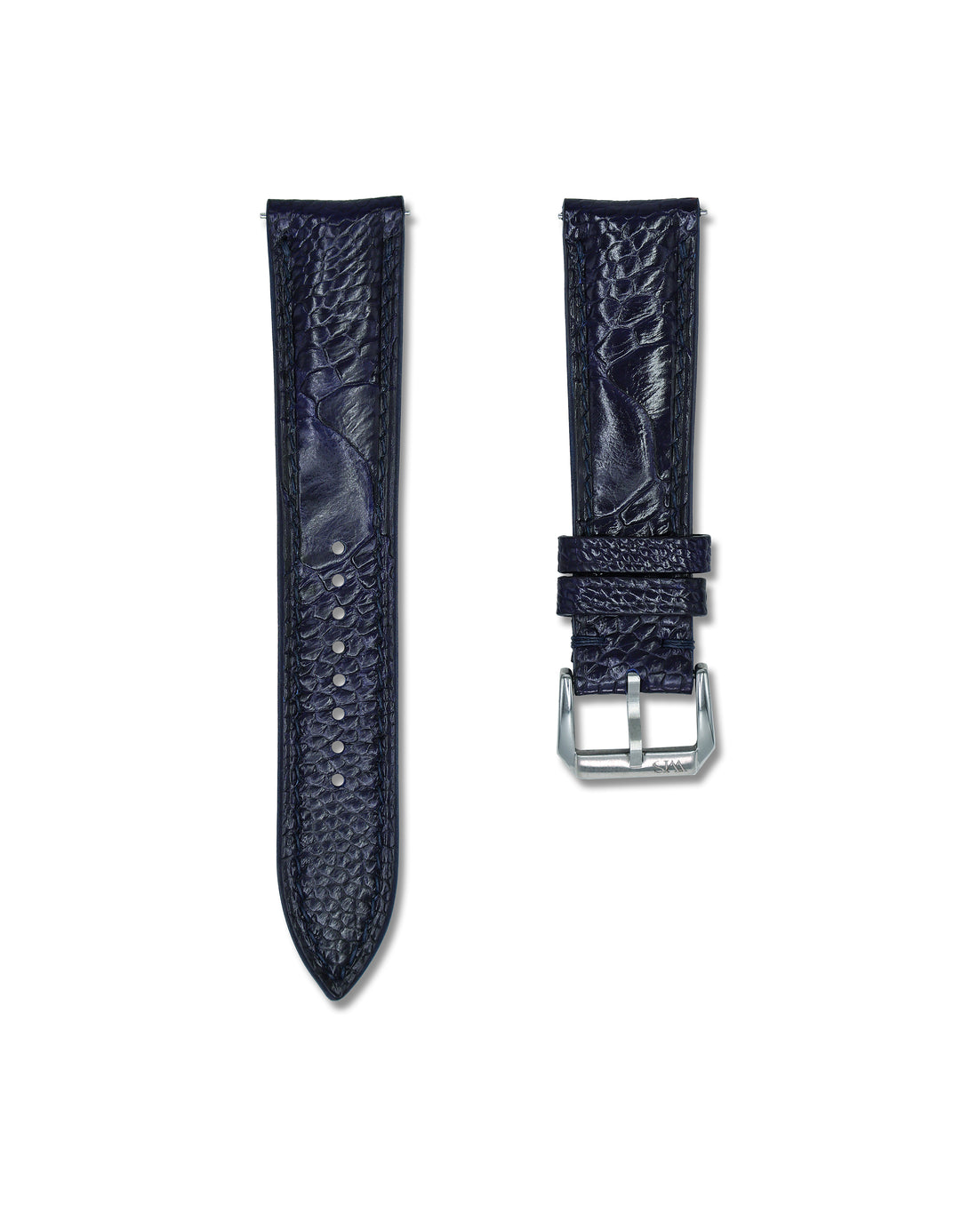 Blue Ostrich Shin Leather Bespoke Handmade Watch Band | WIS Watch Straps