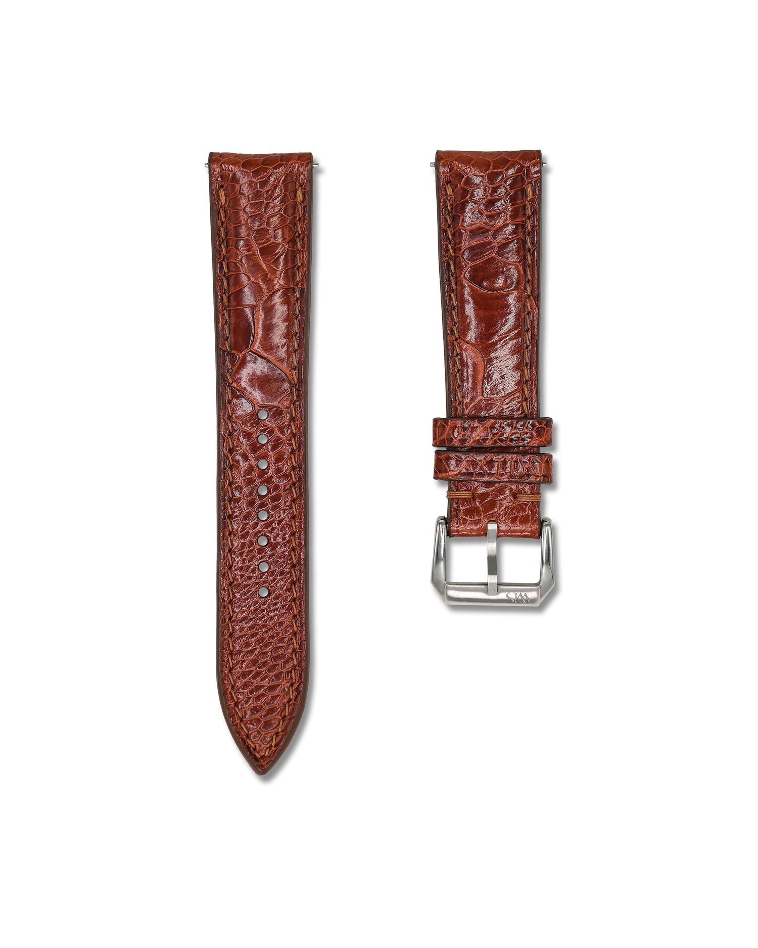 Brown Ostrich Shin Leather Bespoke Handmade Watch Band | WIS Watch Straps