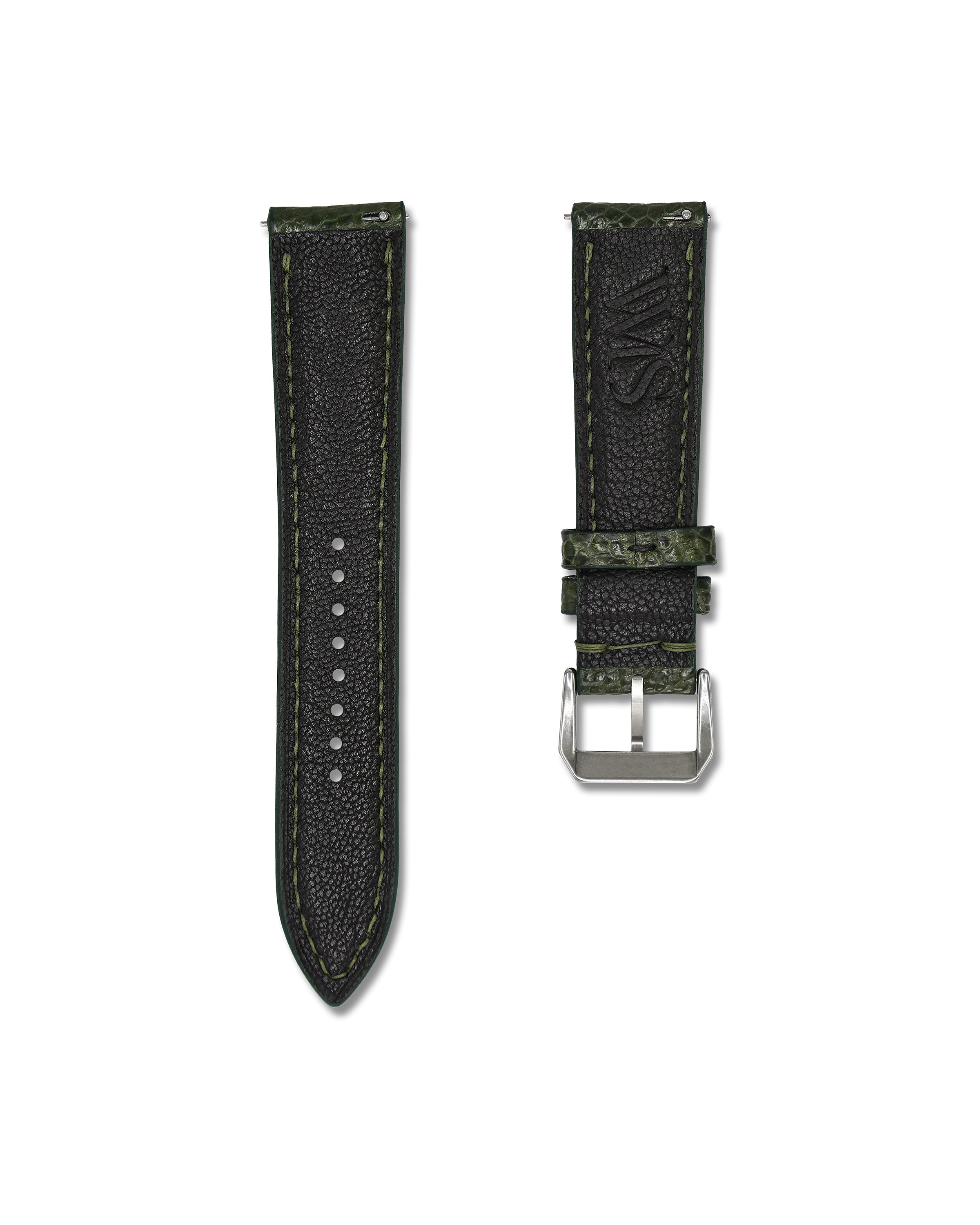 Green Ostrich Shin Leather Bespoke Handmade Watch Band | WIS Watch Straps