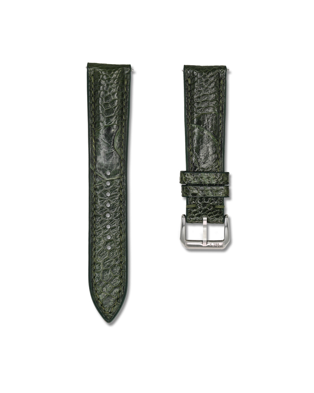 Green Ostrich Shin Leather Bespoke Handmade Watch Band | WIS Watch Straps