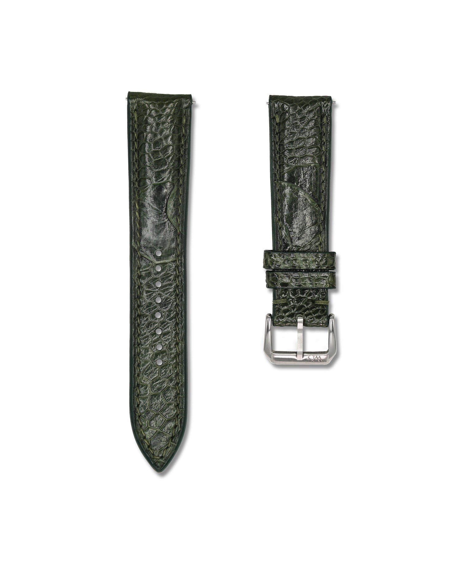 Green Ostrich Shin Leather Bespoke Handmade Watch Band | WIS Watch Straps