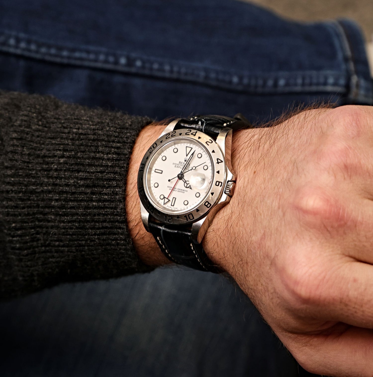Black Leather Alligator Watch Band | WIS Watch Straps
