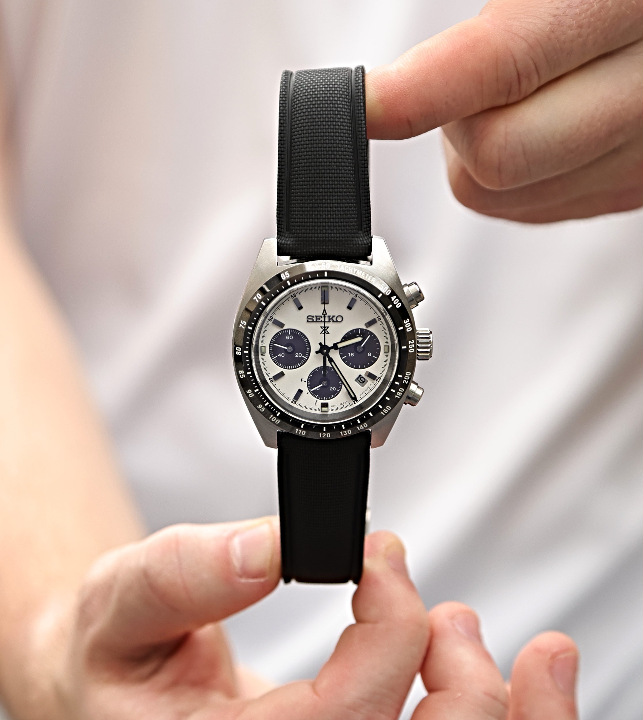 20mm Deployant Clasp Watch Band Black Rubber Sailcloth | WIS Watch Straps