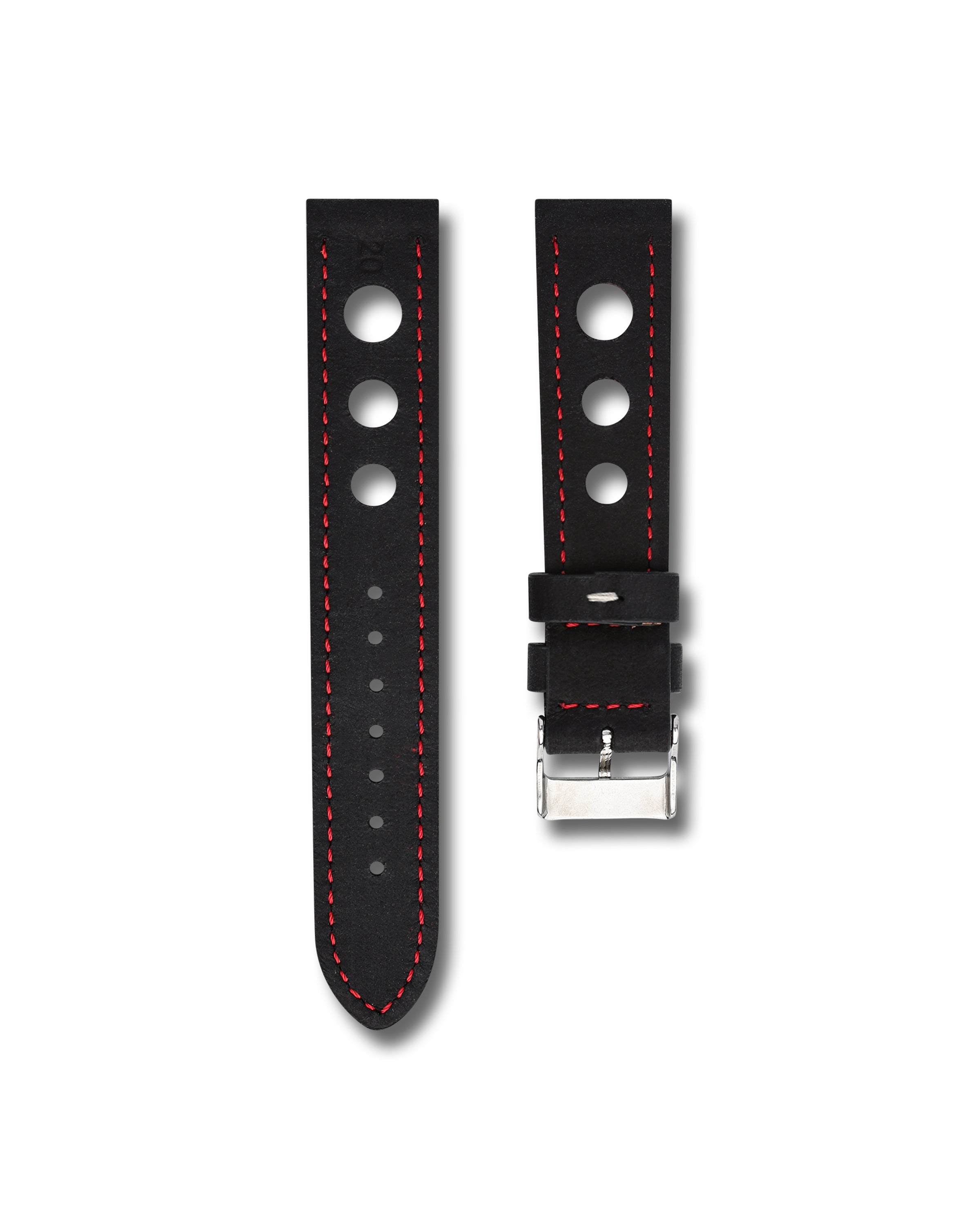 Black Rally Strap with Red Stitching | Watch Innovation Straps