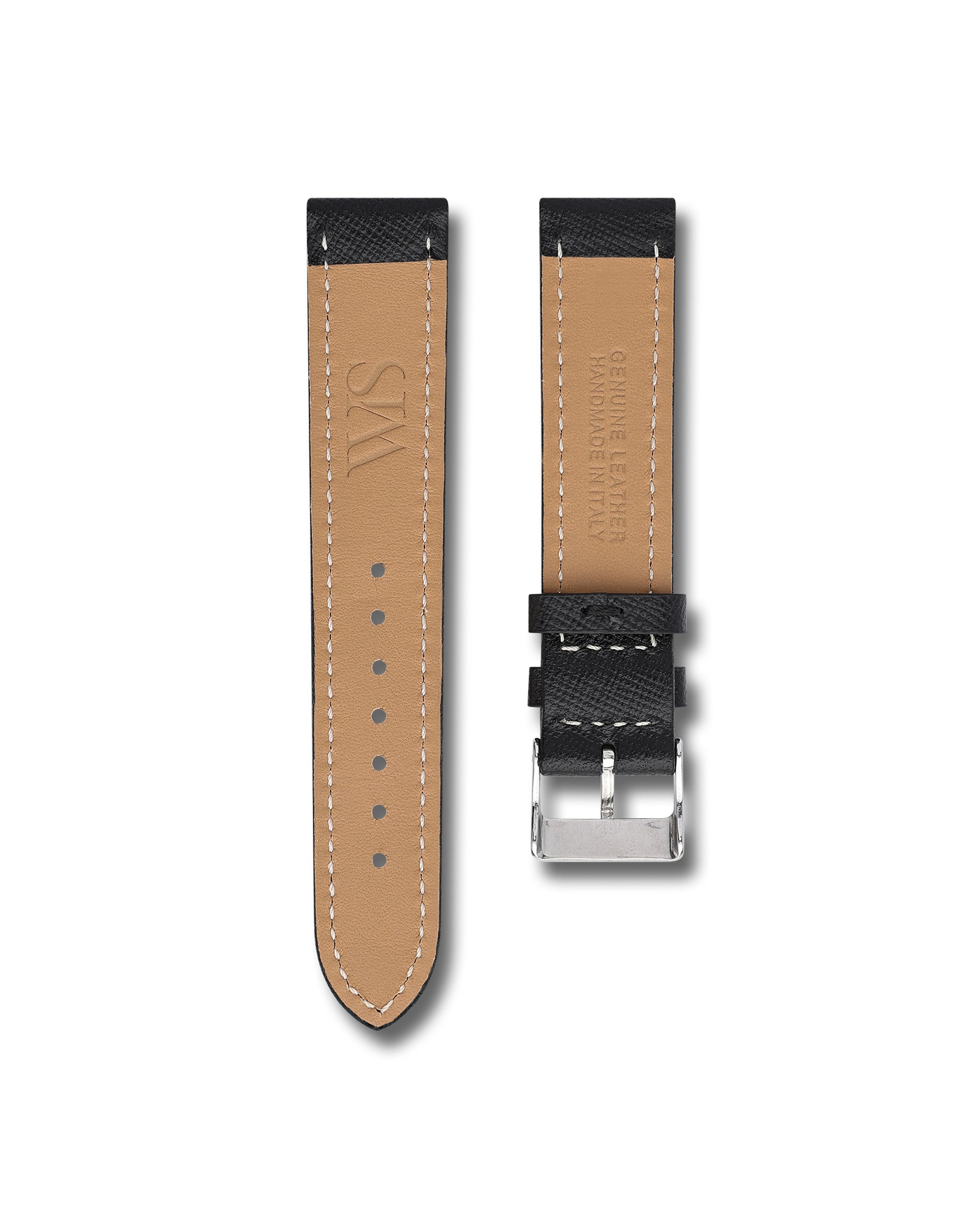 Black Saffiano Leather Watch Straps | WIS