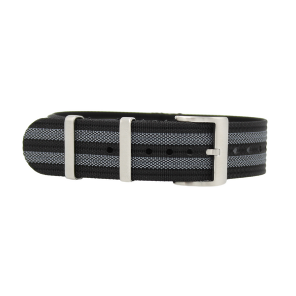 Black & Grey Striped - Nato Watch Strap For Tag Heuer Aquaracer