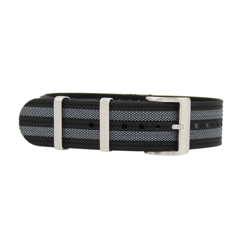 Black & Grey Striped - Nato Watch Strap For Tag Heuer Aquaracer
