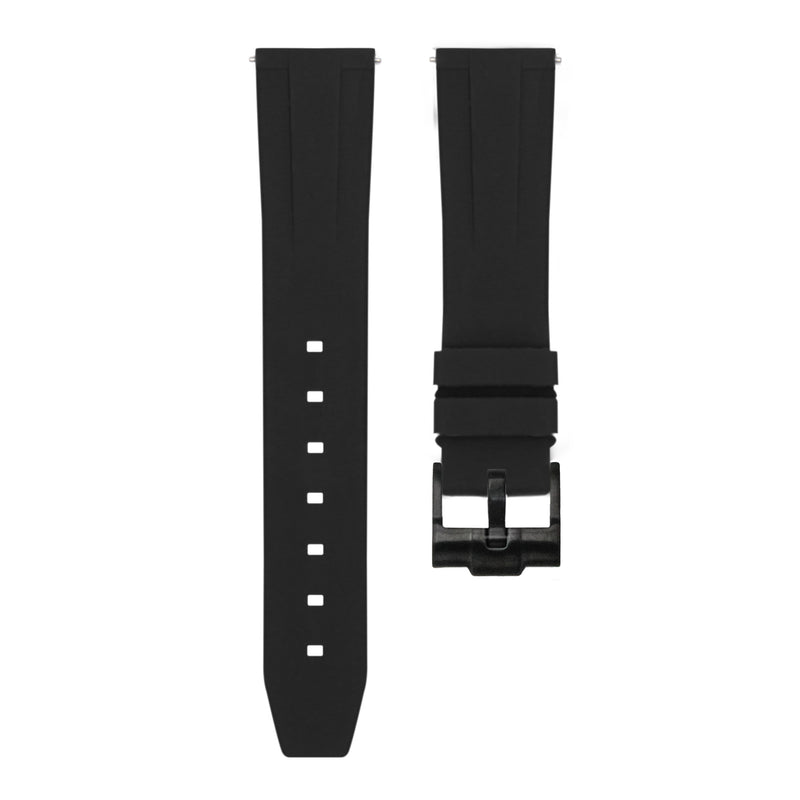 Tuxedo Black - Quick Release Rubber Watch Strap for Longines Record Collection