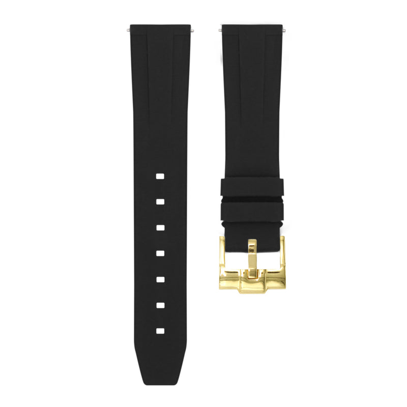 Tuxedo Black - Quick Release Rubber Watch Strap for TAG Heuer Monza