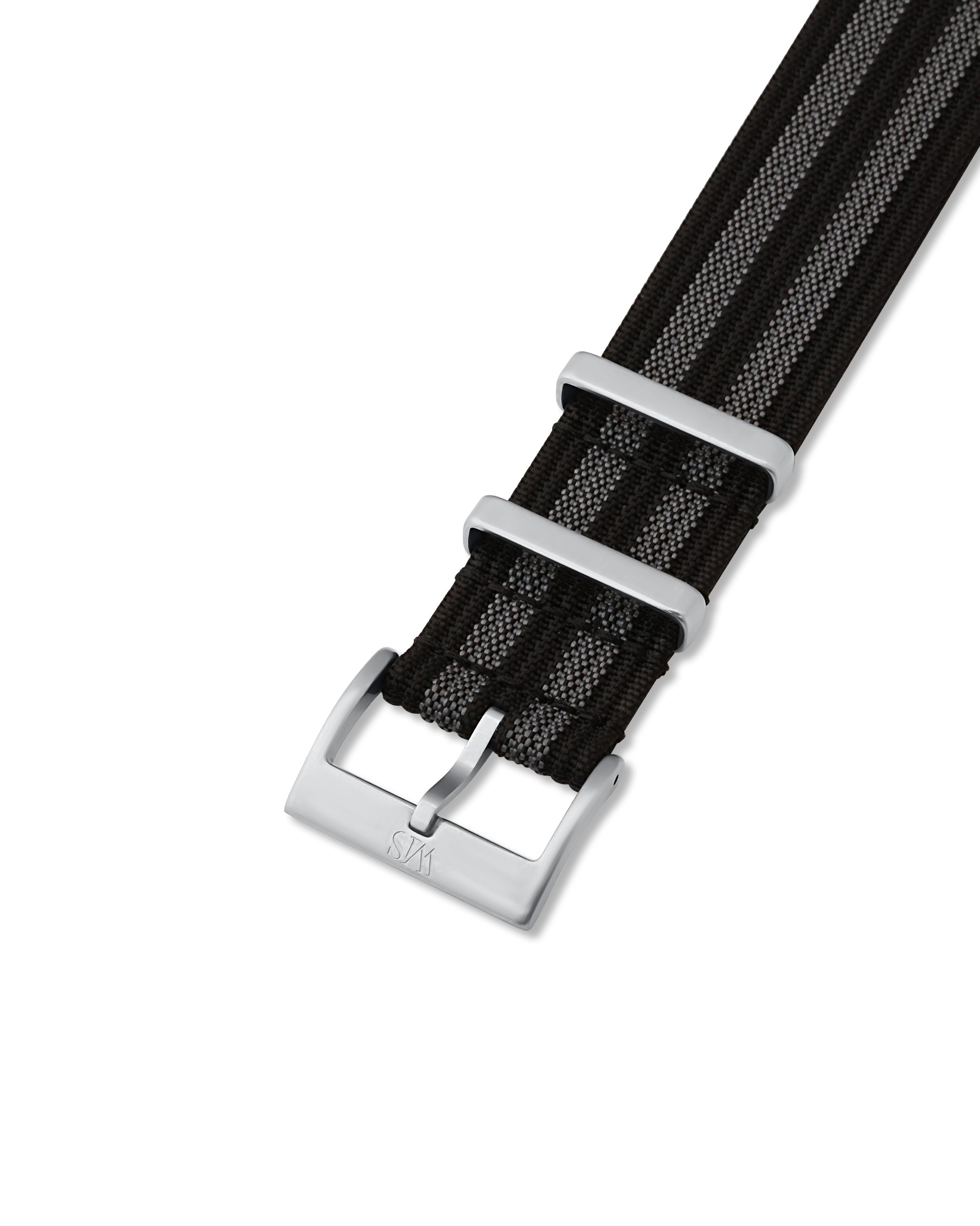 Black and Grey Striped Woven Nylon Strap | WISSTRAPS Watch Bands