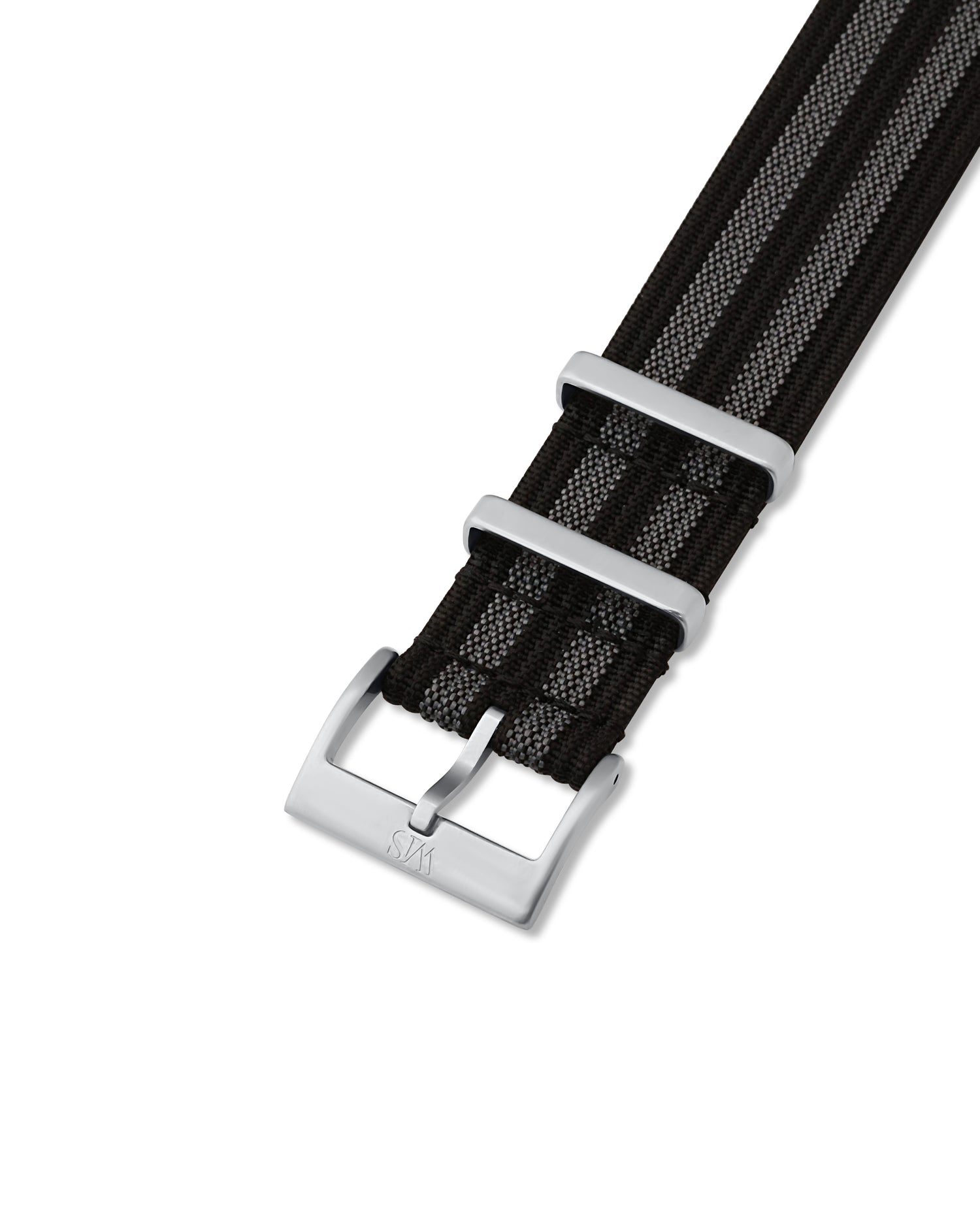 Black and Grey Striped Woven Nylon Strap | WIS STRAPS Watch Bands