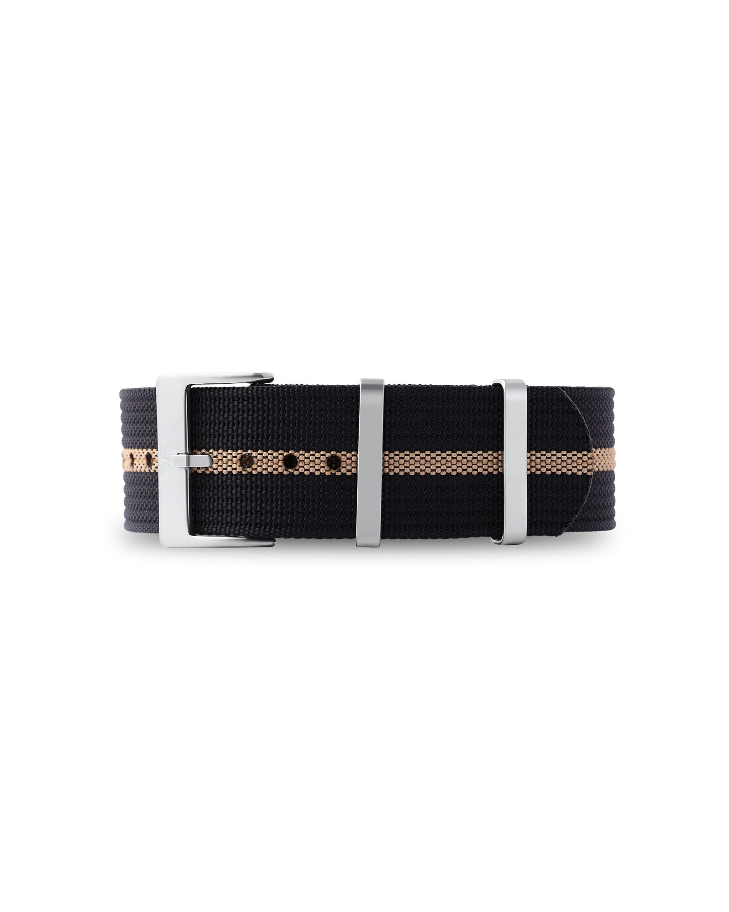 Black with Khaki Stripe Woven Nylon Strap | WIS STRAPS Watch Bands