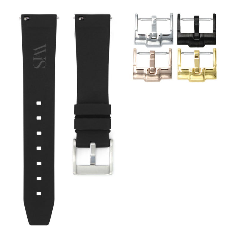 Tuxedo Black - Quick Release Rubber Watch Strap for Glashütte SeaQ