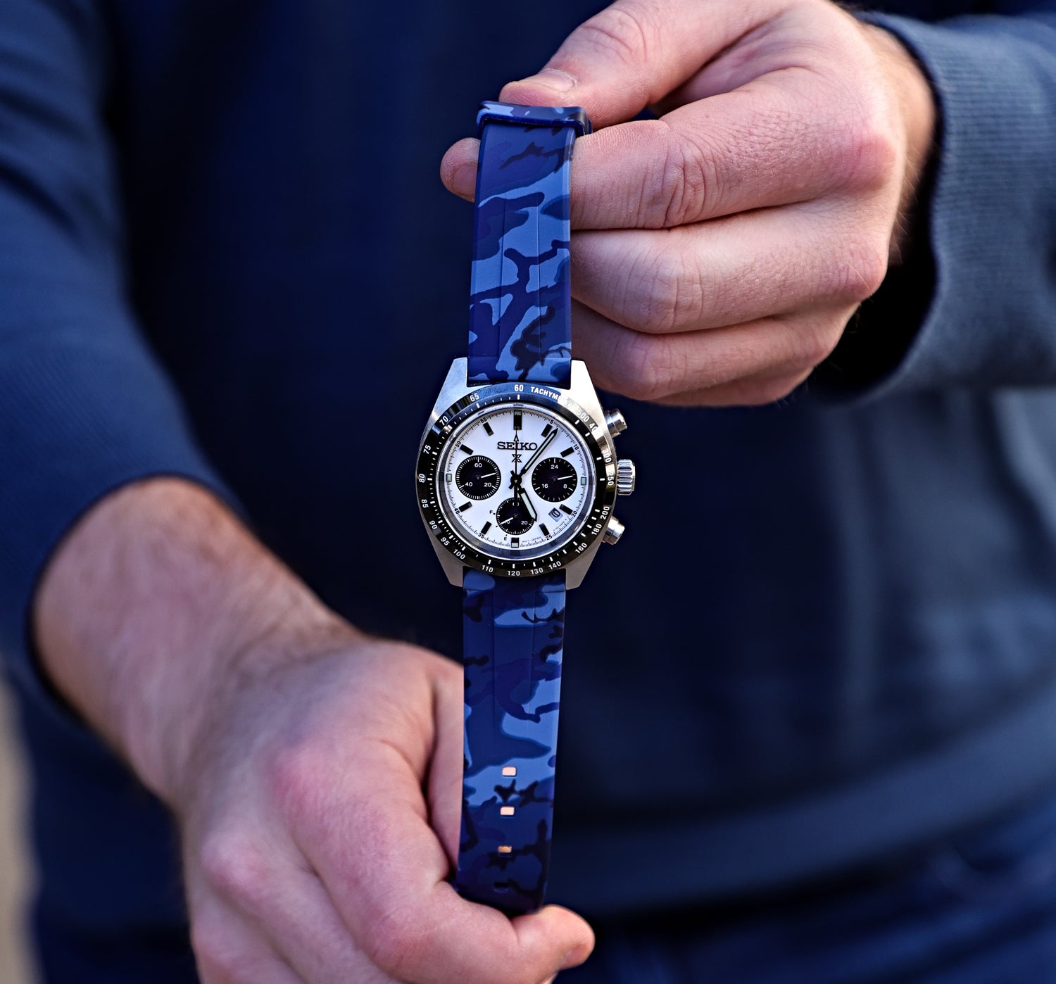 Blue Camo Rubber Watch Strap | WIS