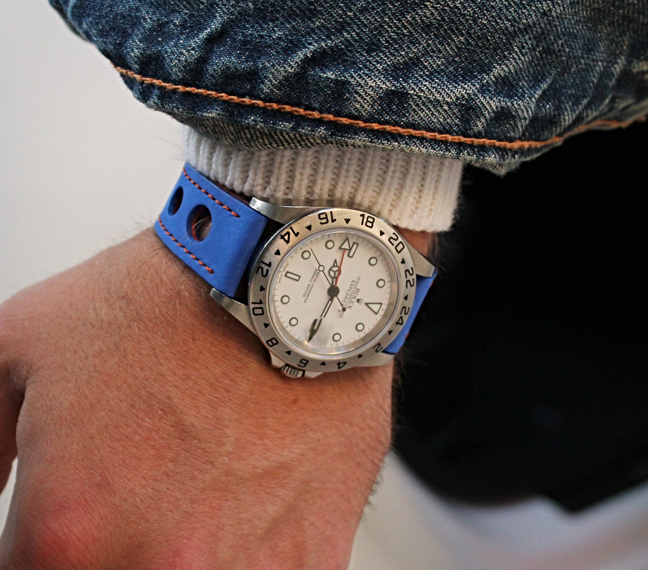 Blue Leather Rally Watch Band | WIS Watch Straps