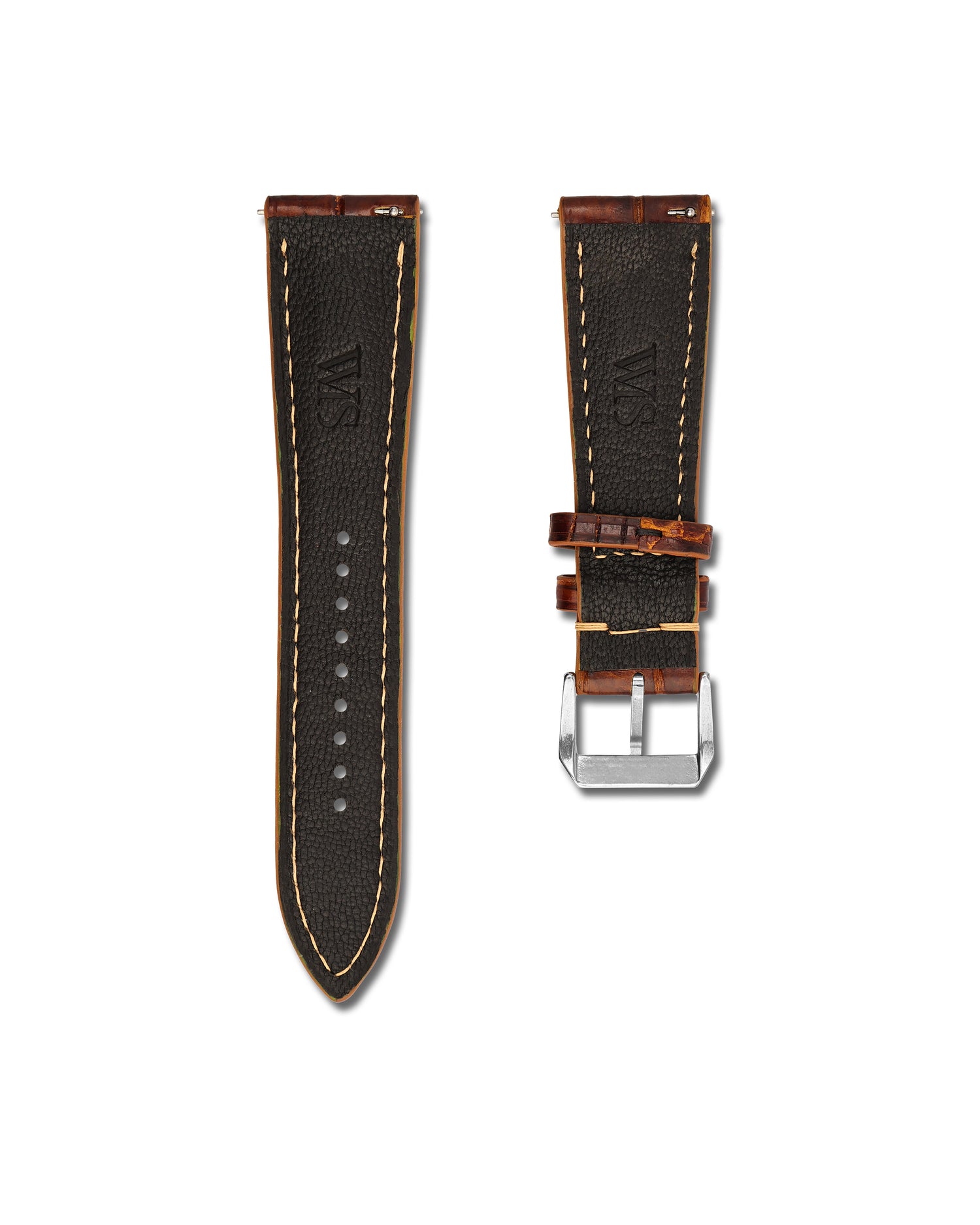 Brown Alligator Leather Handmade Quick Release Watch Band | WIS Watch Straps