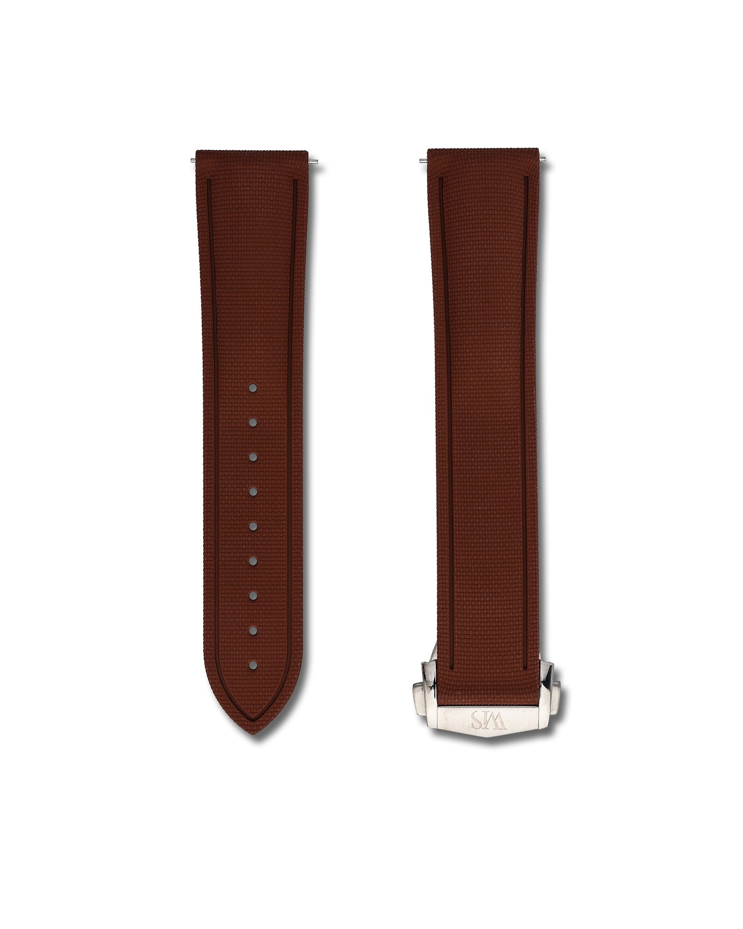 Brown Rubber Sailcloth Deployant Clasp Watch Band | WIS Watch Straps