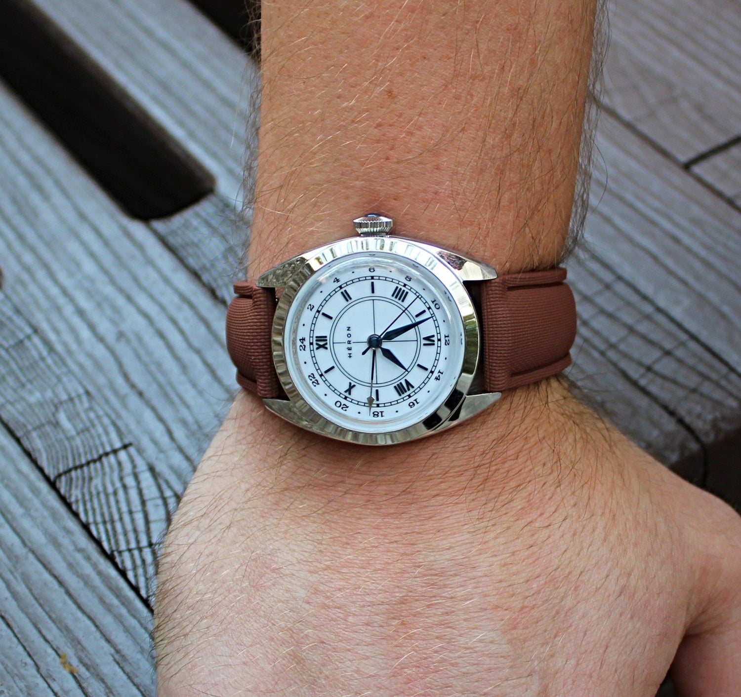 Brown Rubber Sailcloth Deployant Clasp Watch Band | WIS Watch Straps