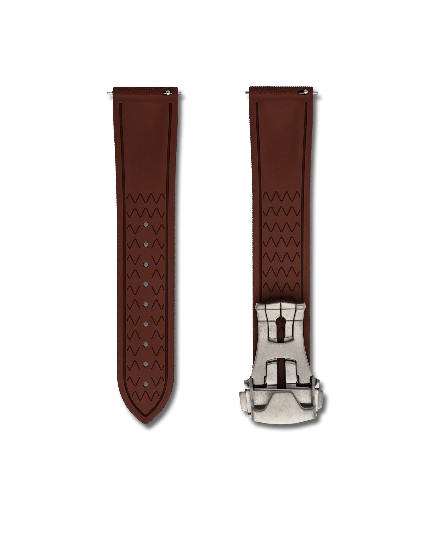 Brown Rubber Sailcloth Deployant Clasp Watch Band | WIS Watch Straps