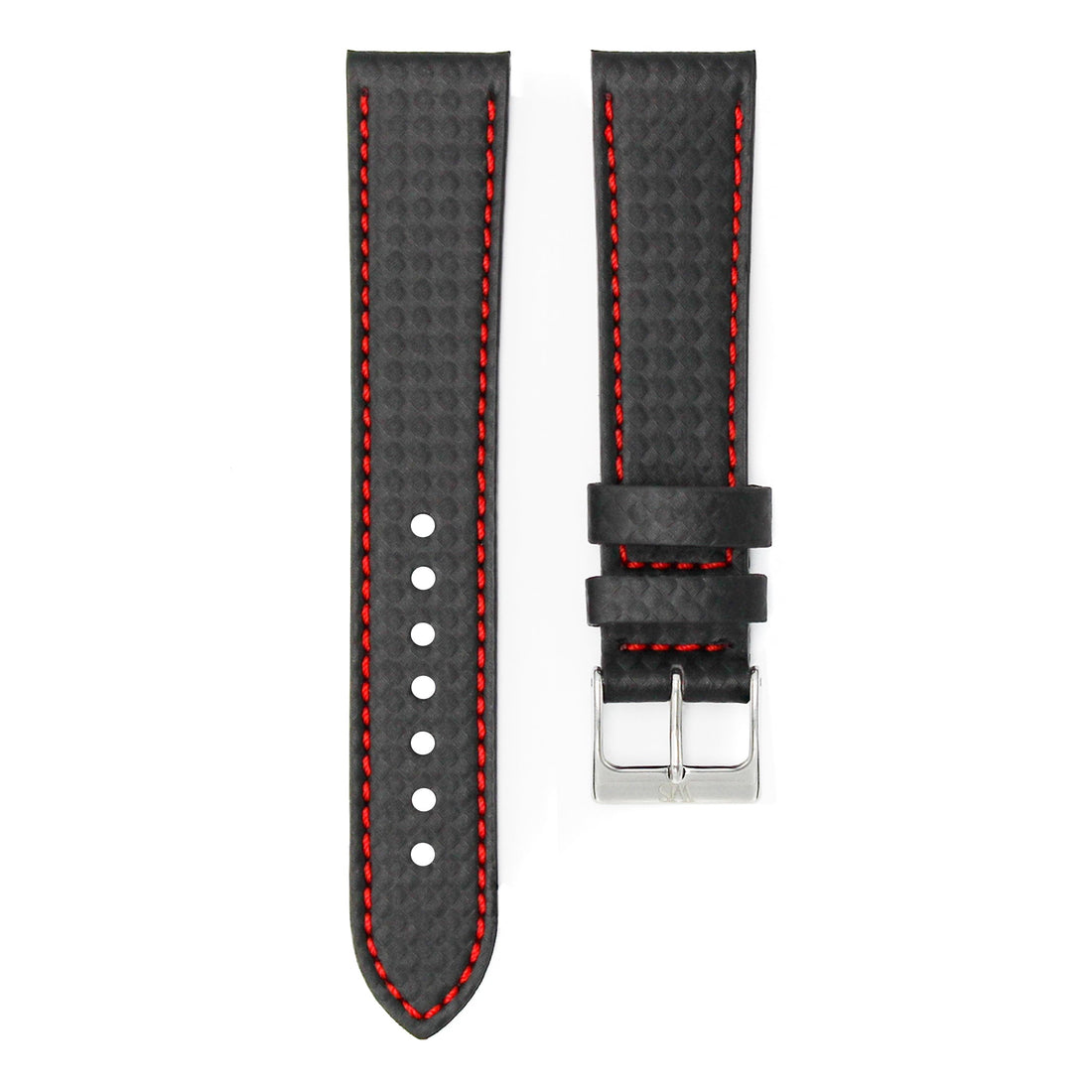 Carbon Fiber Red - Handmade Carbon Grain Leather Watch Strap For Omega Speedmaster