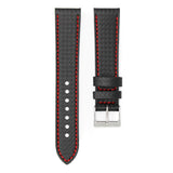 CARBON FIBER RED - HANDMADE CARBON GRAIN LEATHER WATCH STRAP FOR GLASHUTTE SEAQ
