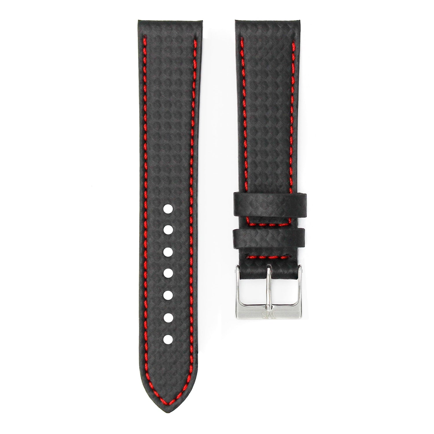Carbon Fiber Red - Handmade Carbon Grain Leather Watch Strap For Tudor Black Bay 58
