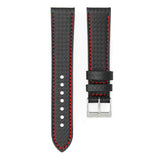 CARBON FIBER RED - HANDMADE CARBON GRAIN LEATHER WATCH STRAP FOR ZENITH CHRONOMASTER