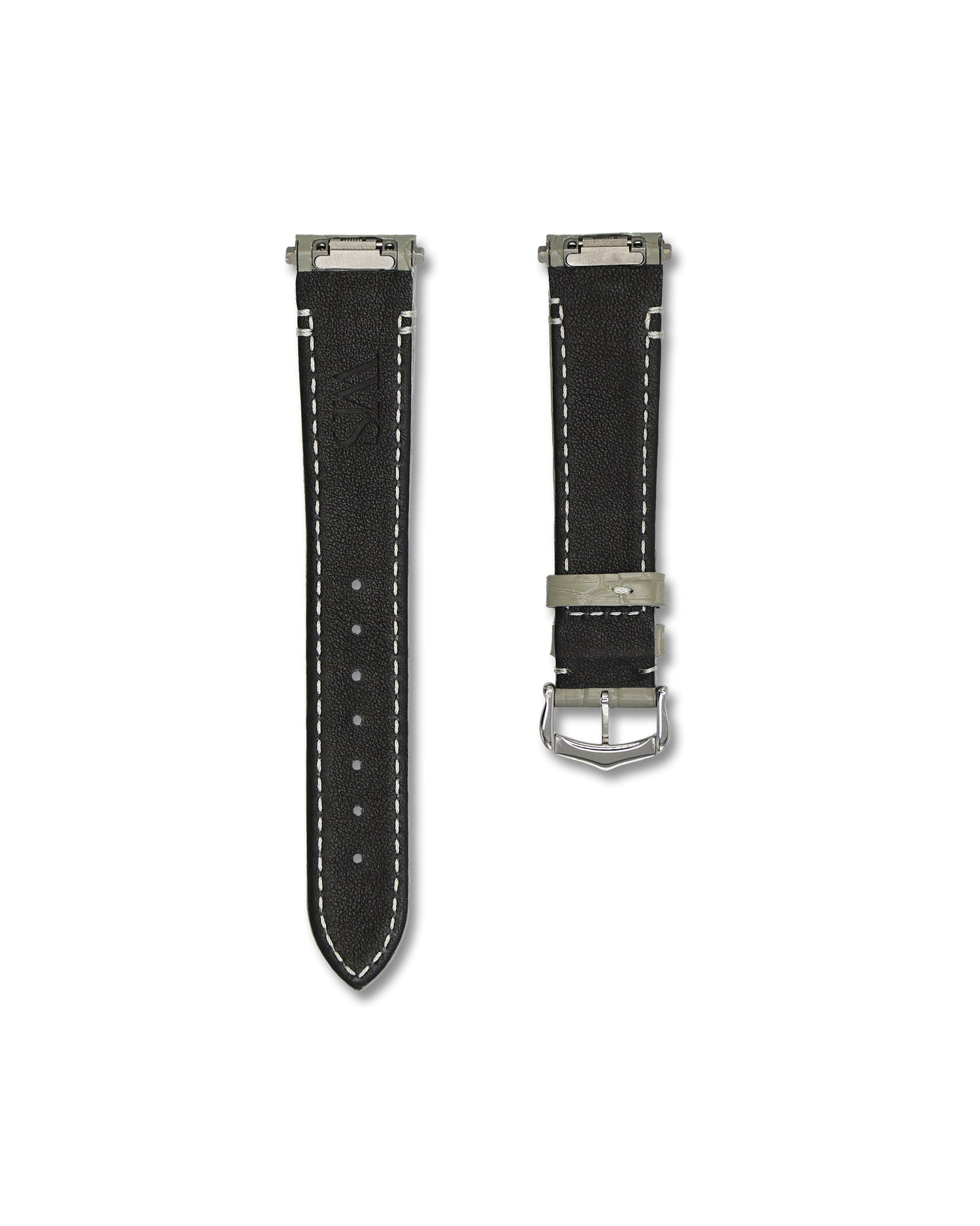 Stone Grey Alligator Leather Watch Strap For Cartier Santos