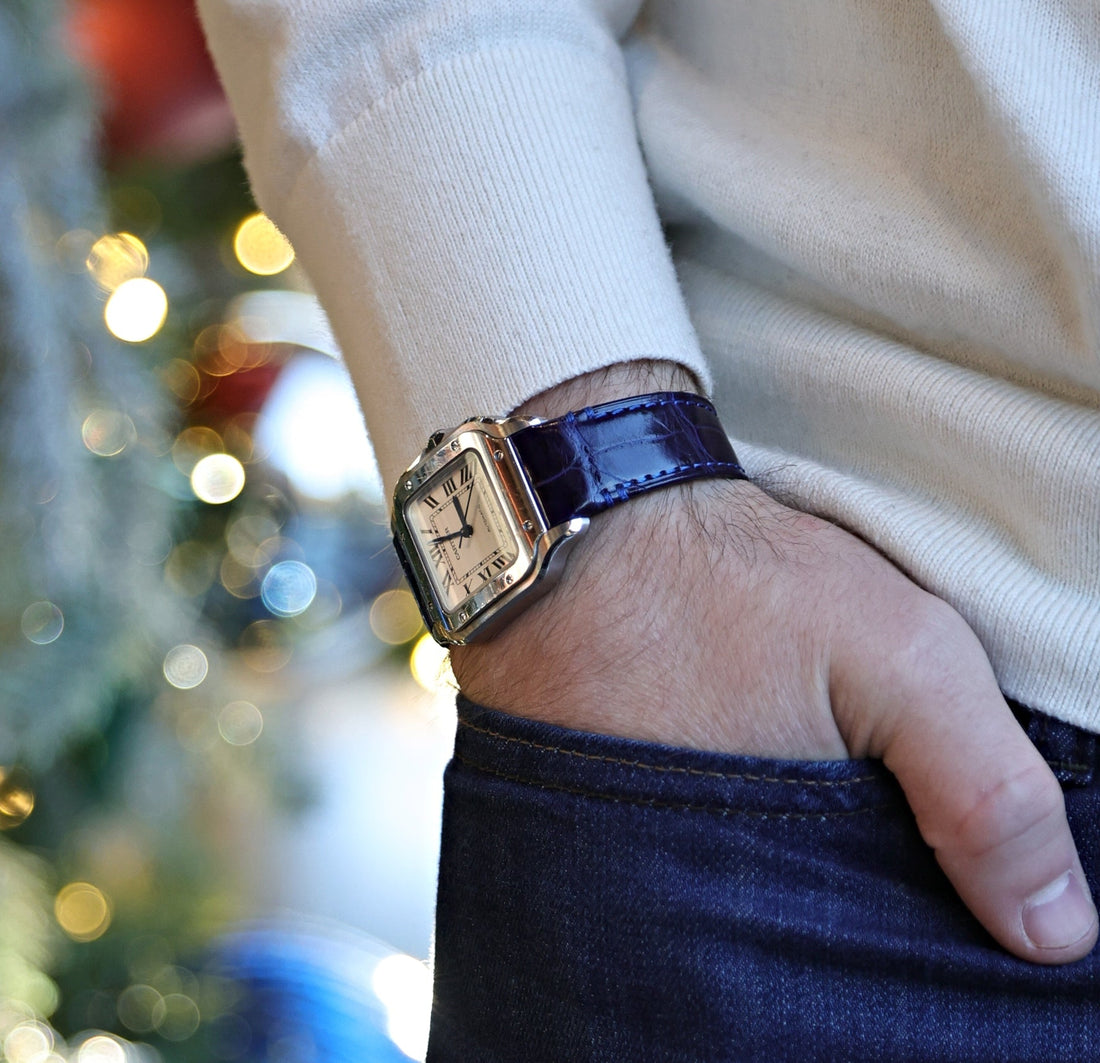 Cartier Santos Blue Alligator Leather Quick Release WIS Watch Strap