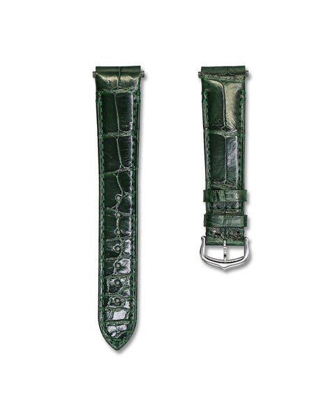 Cartier ダークグリーン レザーベルト Emerald Green Alligator Leather Watch Strap For Cartier Santos