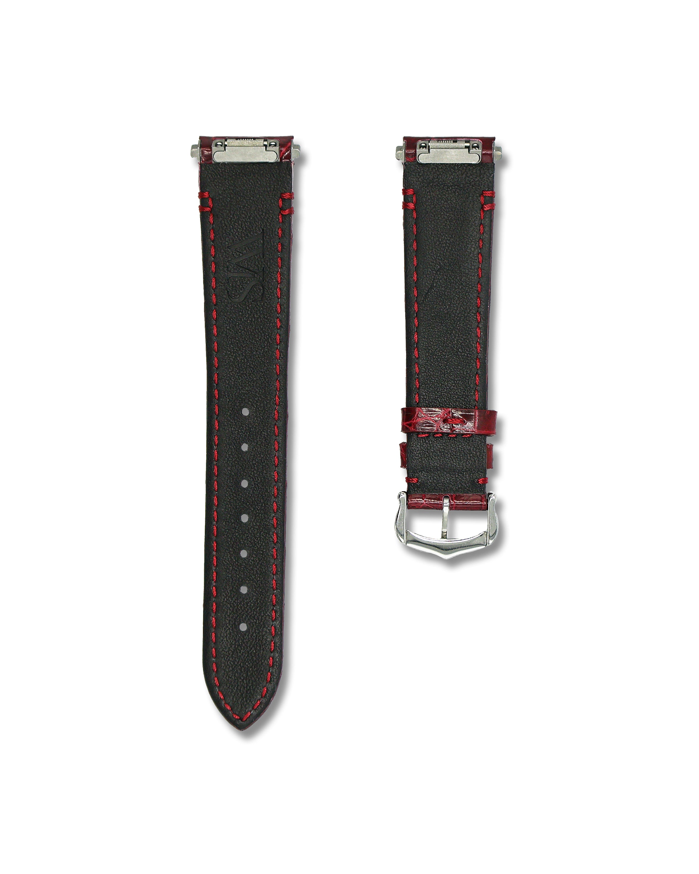 Bordeaux Red Alligator Leather Watch Strap For Cartier Santos