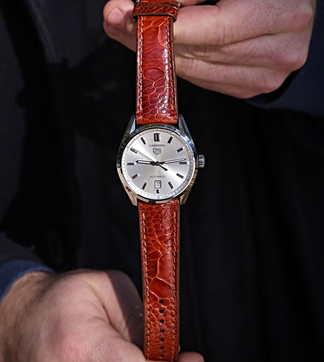 Cognac Brown Ostrich Leather Watch Strap | WIS Watch Straps