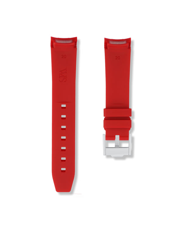 Crimson Red Curved Rubber Strap 20mm | WISSTRAPS