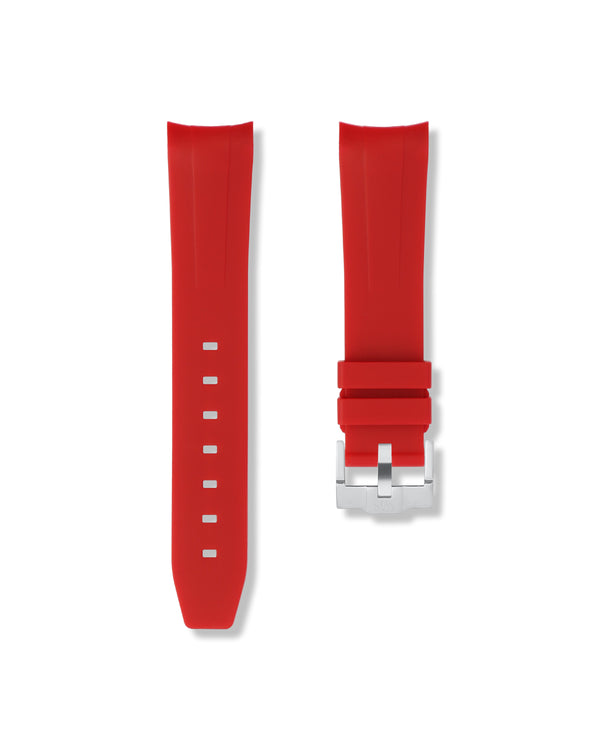Crimson Red Curved Rubber Strap 20mm | WISSTRAPS