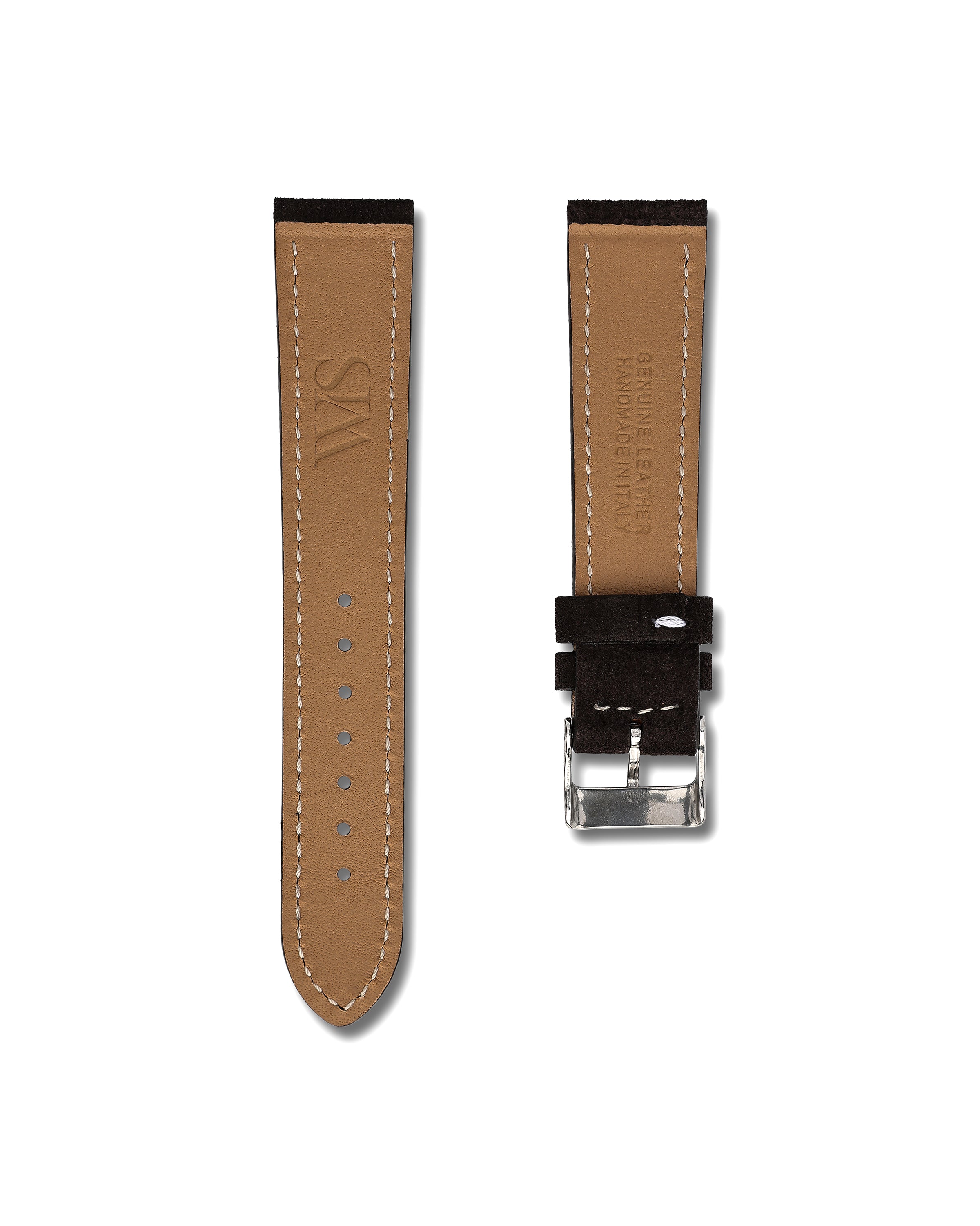 Dark Chocolate Brown Italian Leather Suede WIS Watch Strap