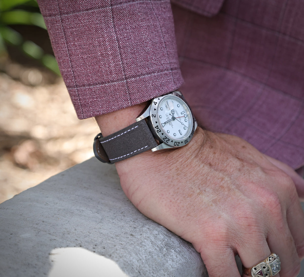 Grey Suede Handmade in Italy Leather WIS Watch Strap
