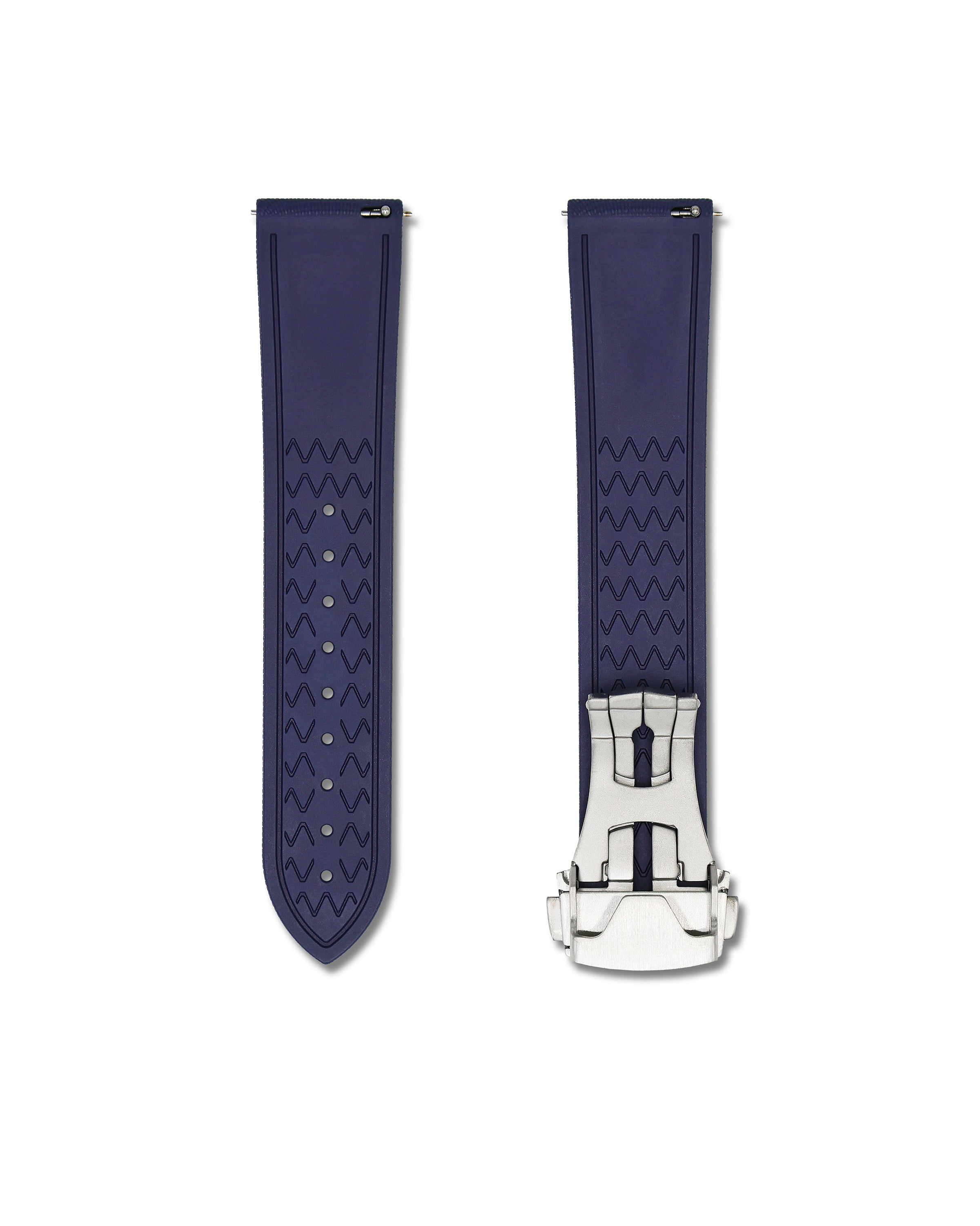 Blue Deployant Clasp Quick Release Rubber Sailcloth Strap 21mm