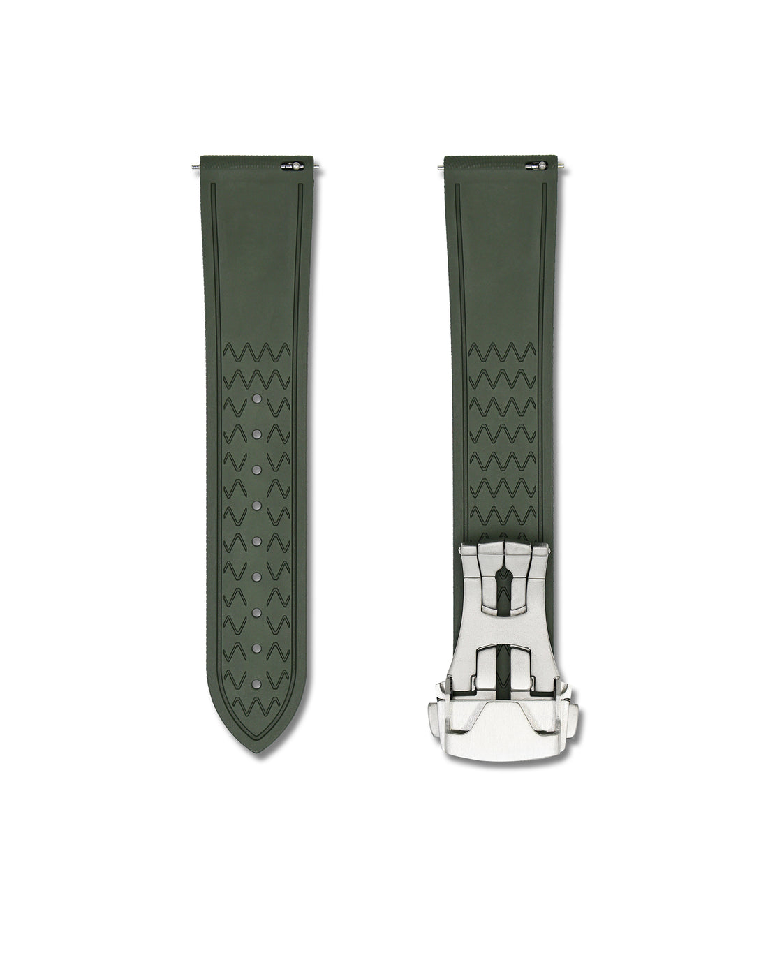 Green Deployant Clasp Sailcloth Rubber Watch Band | WIS Watch Straps