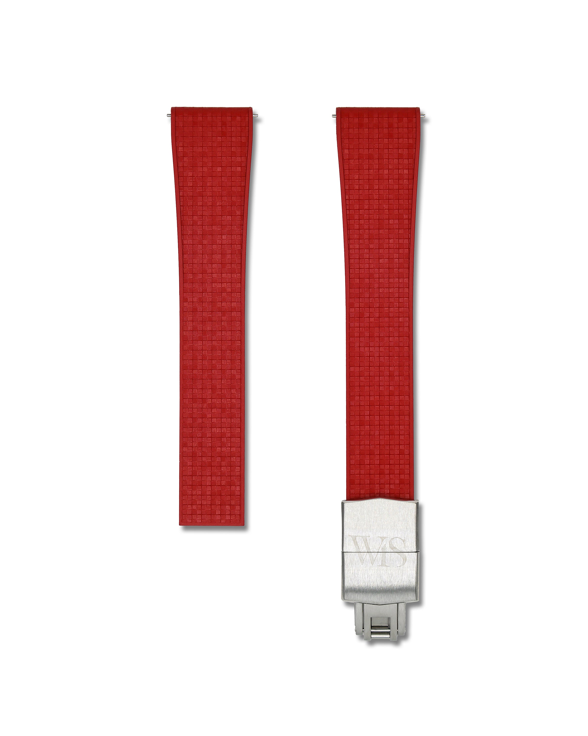 Red Cut-To-Size Rubber Deployant Clasp Watch Band | WIS Watch Straps