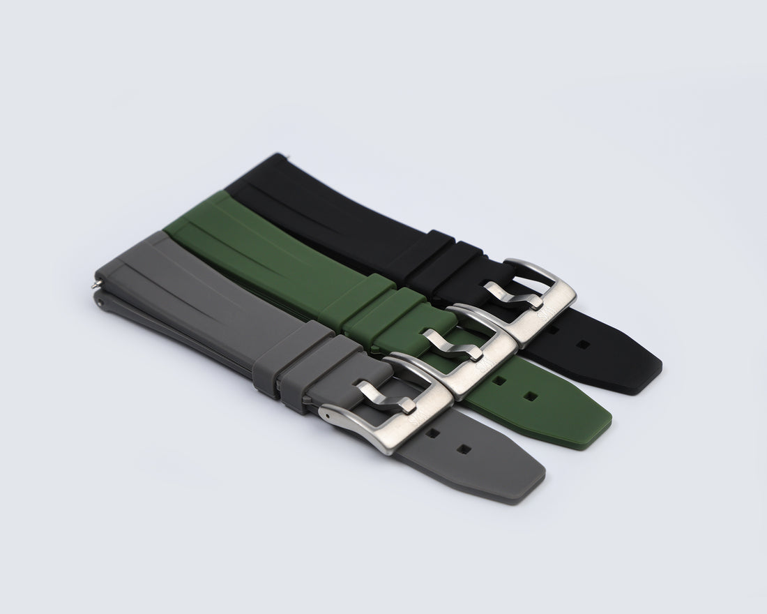 3 Rubber Watch Strap Bundle Evergreen Colors | WIS Watch Straps