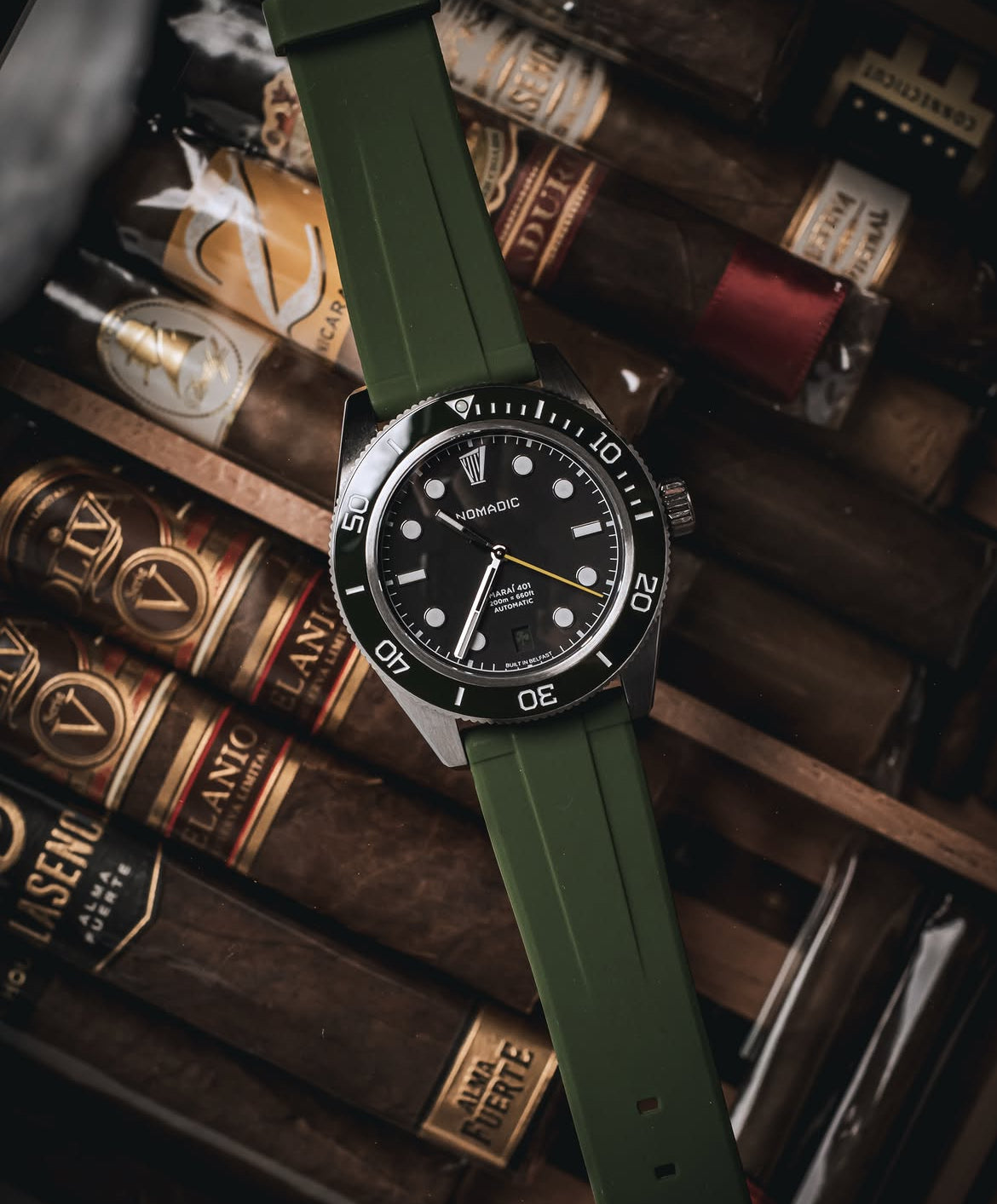 Dark Green Skin Safe Quick Release Rubber WIS Watch Strap