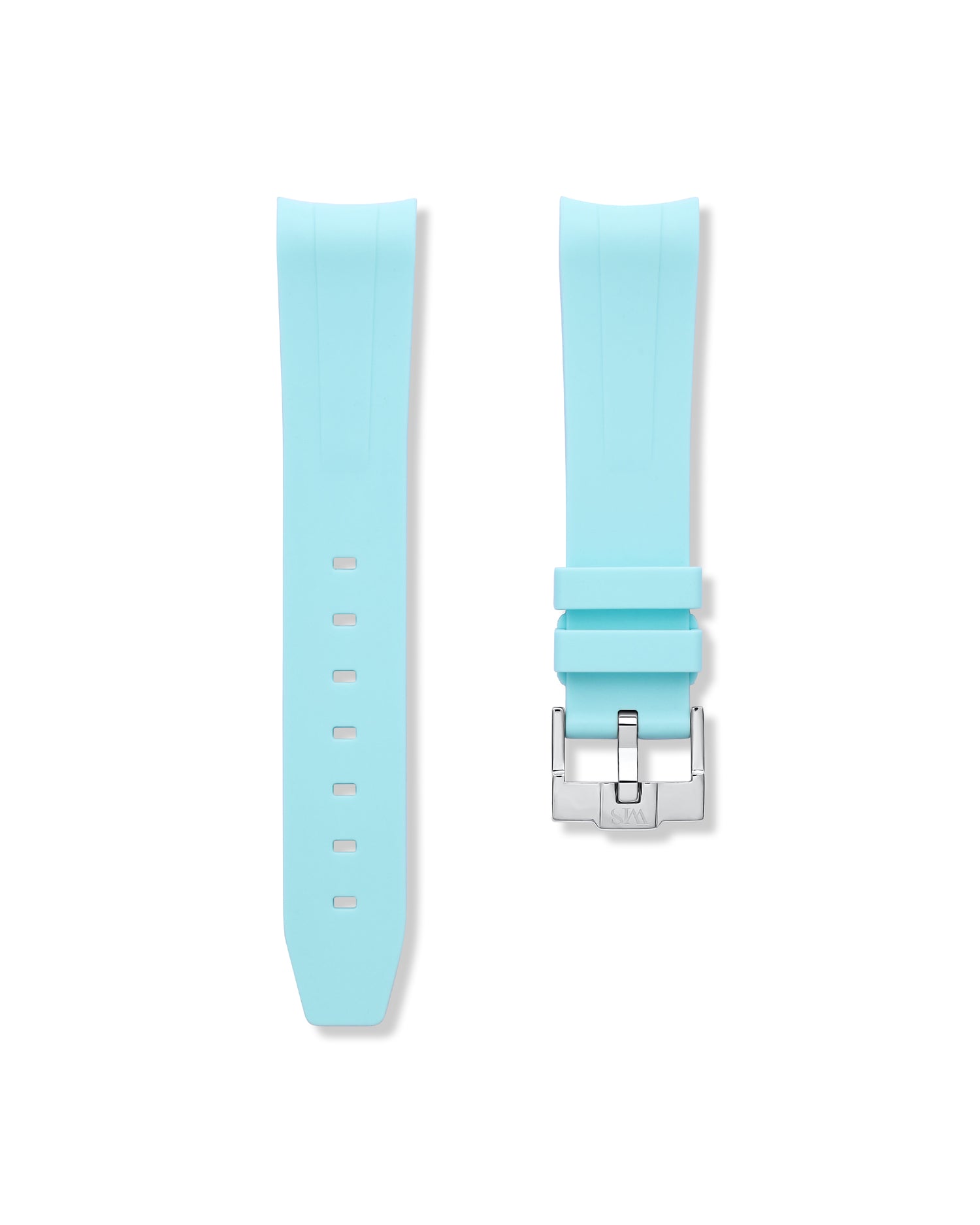 Glacier Blue Curved Rubber Strap 20mm | WISSTRAPS Watch Bands