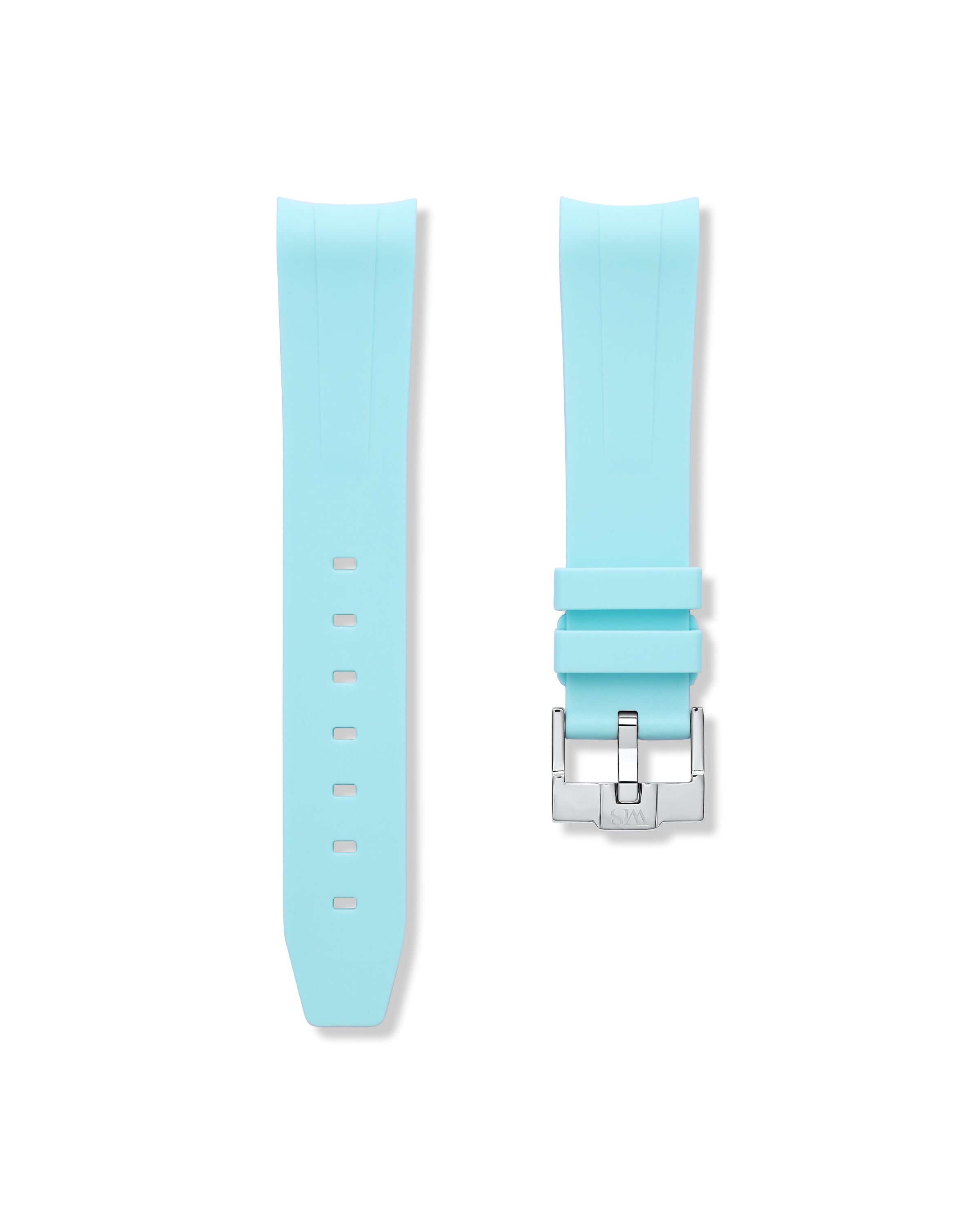 Glacier Blue Curved Rubber Strap 20mm | WISSTRAPS Watch Bands