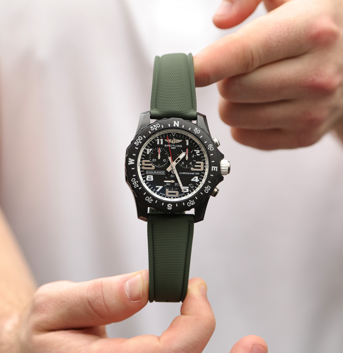 Green Rubber Deployant Clasp Sailcloth Quick Release 22mm Watch Band | WIS Watch Straps