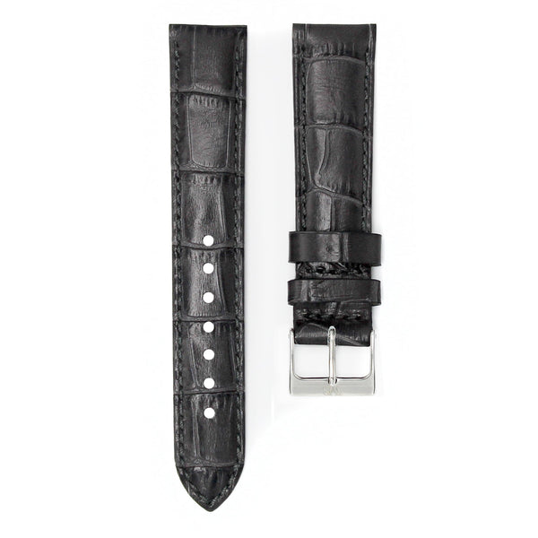 CHARCOAL GREY - ALLIGATOR LEATHER WATCH STRAP FOR OMEGA X SWATCH MOONSWATCH