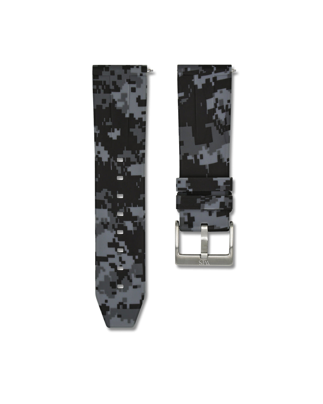 Grey Digital Camo Rubber Watch Strap 24mm | WIS Watch Straps