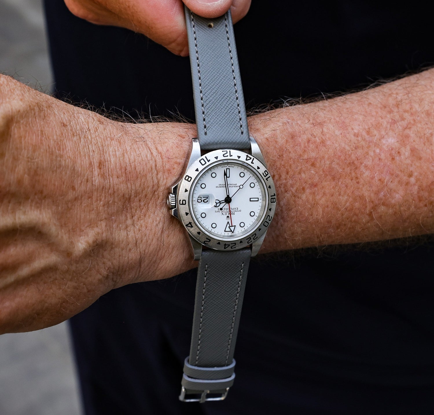 Grey Saffiano Leather WIS Watch Strap
