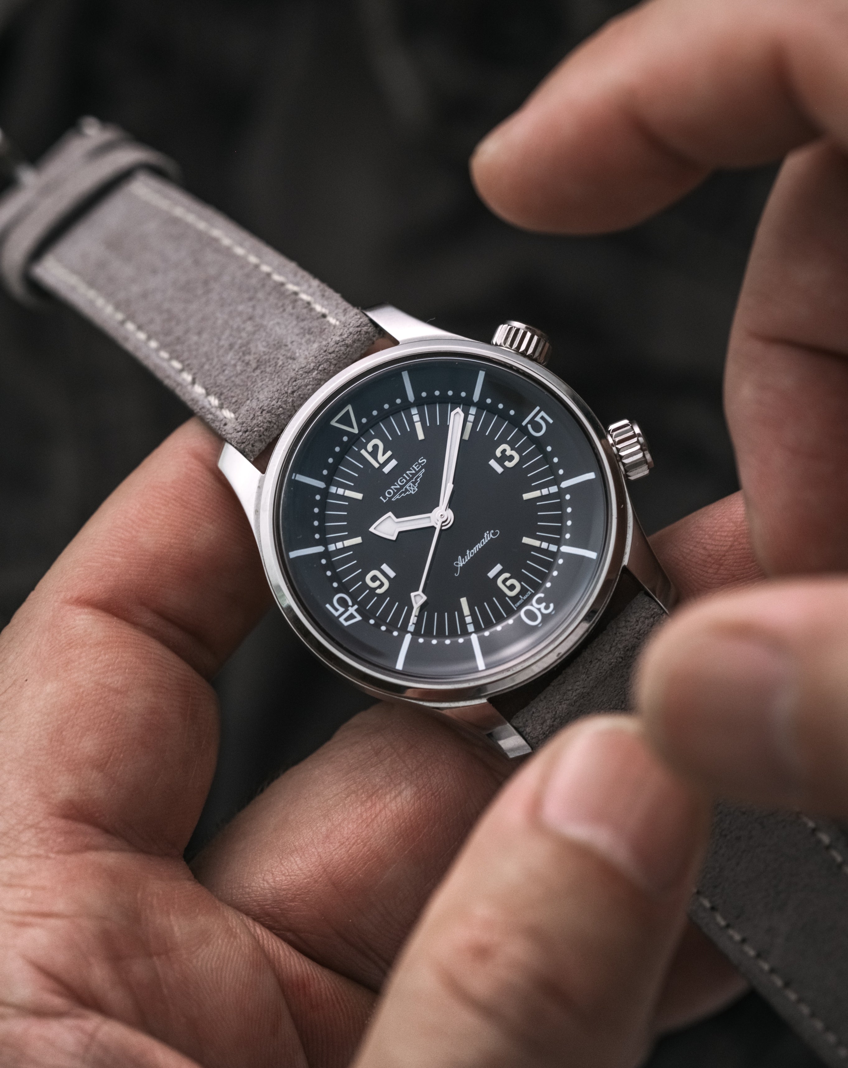 Grey Suede Leather Watch Strap | WIS Watch Straps
